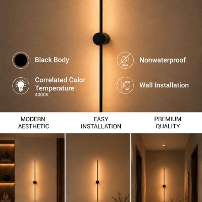 LED WALL LIGHT ALUMINIUM BLACK IP20 16W 4200K