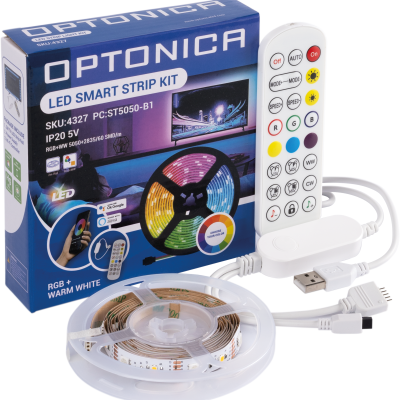 TV LED STRIP SET WIFI CONTROLLER + REMOTE DC5V 5050 + 2835 RGB + WW 60 SMD IP