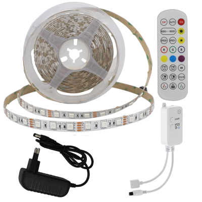 LED STRIP SET ADAPTER + BLUETOOTH MUSIC + REMOTE DC12V 5050 60 LEDS RGB IP