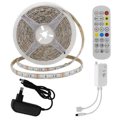 LED STRIP SET ADAPTER + BLUETOOTH MUSIC + REMOTE DC12V 5050 60 LEDS RGB IP