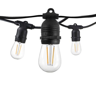 BLACK OUTDOOR STRING LIGHT 15PCS/E27 IP65 14.4M FIXED SOCKETS