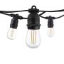 BLACK OUTDOOR STRING LIGHT 15PCS/E27 IP65 14.4M FIXED SOCKETS
