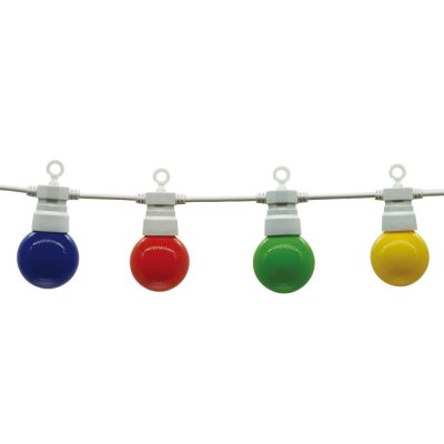 WHITE OUTDOOR STRING LIGHT COLOURFUL BULBS 10PCS/G45 IP65 8M