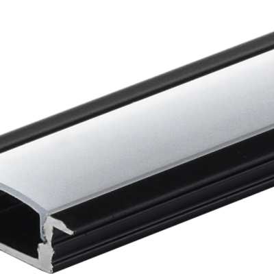 ALUMINIUM PROFILE FOR LED STRIP BLACK BODY/WHITE COVER L=2m – BUILT-IN
