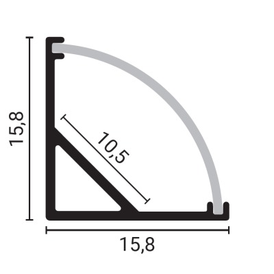 ALUMINIUM PROFILE ANGLE FOR LED STRIP GRAY BODY/WHITE COVER L=2m 16x16x10.5mm