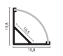 ALUMINIUM PROFILE ANGLE FOR LED STRIP GRAY BODY/WHITE COVER L=2m 16x16x10.5mm