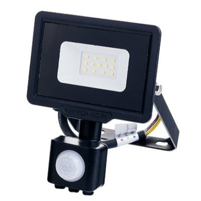 LED SMD FLOODLIGHT BLACK 10W 800LM AC220-265V 120° IP65 2700K – WITH SENSOR