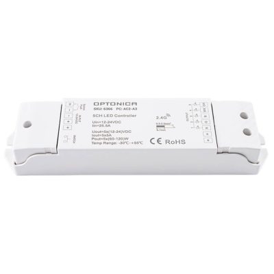 LED CONTROLLER V5 12-24VDC 5A*5CH MAX25A 300W/600W (12V/24V)