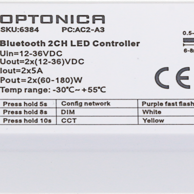 TUYA(BLUETOOTH) & RF-CONTROLLER 12-36VDC 5A*2CH 120W/240W/360W(12/24V/36V)