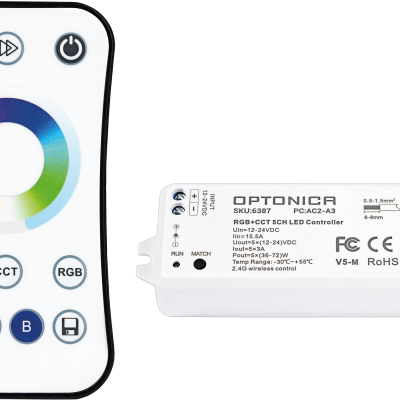RGB+COLOUR TEMPERATURE REMOTE CONTROL 12-24VDC 3A*5CH MAX15A 180W/360W(12/24V)