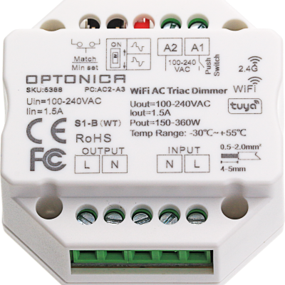 WIFI & RF TRIAC DIMMER(TUYA) 2.4G, PUSH DIM 100-240VAC 150W/360W(100V/240V)