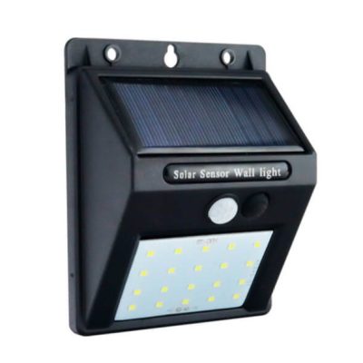 SOLAR WALL LAMP ALUMINIUM BLACK BODY IP54 0.75W 6000K 5.5V
