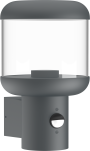WALL LAMP ALUMINIUM CLEAR PC E27 SOCKET 220-240V IP54 - PIR SENSOR