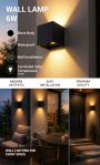 LED WALL LIGHT EPISTAR AC220-240V 6W IP54 660LM BLACK BODY 3000K