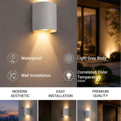 LED WALL LIGHT EPISTAR AC220-240V 6W IP54 660LM GREY BODY 4000K