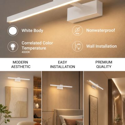 LED MIRROR/WALL LIGHT 14W 910LM 220V 4000K WHITE BODY