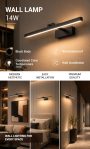 LED MIRROR/WALL LIGHT 14W 910LM 220V 3000K BLACK BODY