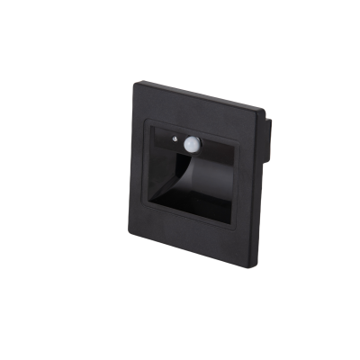 LED STEP LIGHT SQUARE 1W 80LM/W 3000K AC220-240V IP20 BLACK + SENSOR