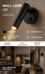 LED CABINET LIGHT 2W IP20 WITH ON/OFF-SWITCH BLACK 4200K
