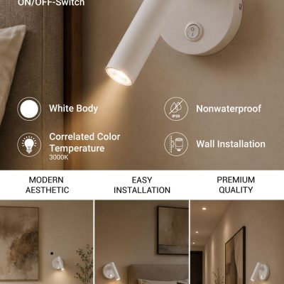 LED CABINET LIGHT 2W IP20 WITH ON/OFF-SWITCH WHITE 3000K