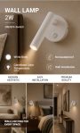 LED CABINET LIGHT 2W IP20 WITH ON/OFF-SWITCH WHITE 3000K