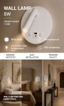 LED WALL LIGHT 8W IP20 WITH ON/OFF-SWITCH + USB WHITE 4200K