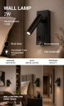 LED CABINET LIGHT 2W IP20 WITH ON/OFF-SWITCH + USB BLACK 3000K