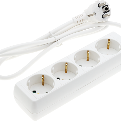 POWER STRIP 4-SOCKETS 3G1.0mm-1.5M, 16A, 230V, Max3500W, IP20 – WHITE