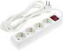 POWER STRIP 4-SOCKETS+SWITCH 3G1.0mm-1.5M, 16A, 230V, Max3500W, IP20 - WHITE