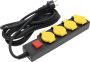 POWER STRIP 4-SOCKETS+SWITCH H07RN3G1.5mm-5M, 16A, 250V, Max3500W, IP44 - YELLOW+BLACK