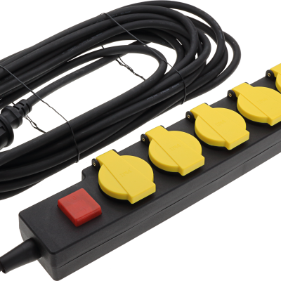 POWER STRIP 6-SOCKETS+SWITCH H07RN3G1.5mm-10M, 16A, 250V, Max3500W, IP44 – YELLOW+BLACK