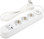 POWER STRIP 3 SOCKETS+SWITCH+USB-A(1A)+USB-C(PD18W) H05VV-F3G1.5mm-1.5M, 16A, 250V, Max3500W