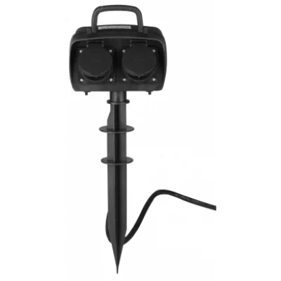 GARDEN POWER STRIP 2-SOCKETS H07RN3G1.5mm-1.5M, 16A, 230V, Max3500W, IP44 – BLACK
