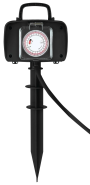 GARDEN POWER STRIP 2-SOCKETS+TIMER H07RN3G1.5mm-5M, 16A, 230V, Max3500W, IP44 - BLACK