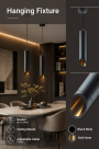 HANGING FIXTURE GU10 ALUMINIUM BLACK BODY/GOLD REFLECTOR 6X50CM