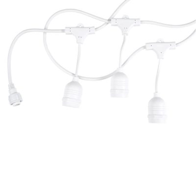 WHITE OUTDOOR STRING LIGHT 15PCS/E27 IP65 14.4M SUSPENDED SOCKETS